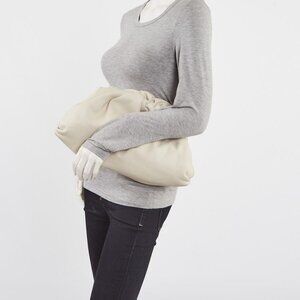 Bottega Veneta White Leather The Pouch Clutch Bag